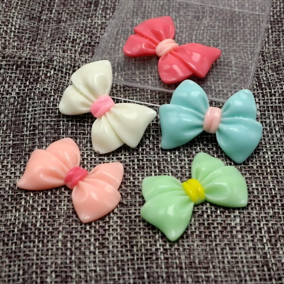 U8MO 25pcs Mixed Color Flatback Resin Bows Cabochons 33X23mm Embellishment Hair Bows