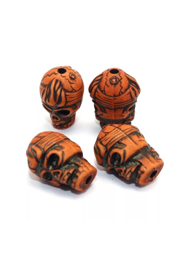 25pcs Red Halloween Gothic Skull Acrylic Charm Beads 20mm (Double side)