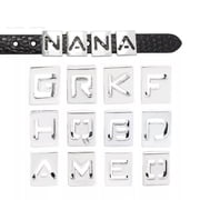 U8MO 26 Mixed Alloy Carved Alphabet Letter "A-Z"Slide Beads Charm Fit 8mm Wristbands