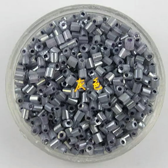 U8MO 2600pcs 2x3mm Small Tube Crystal Glass Loose Spacer Beads Lot for Jewelry Making-Gray