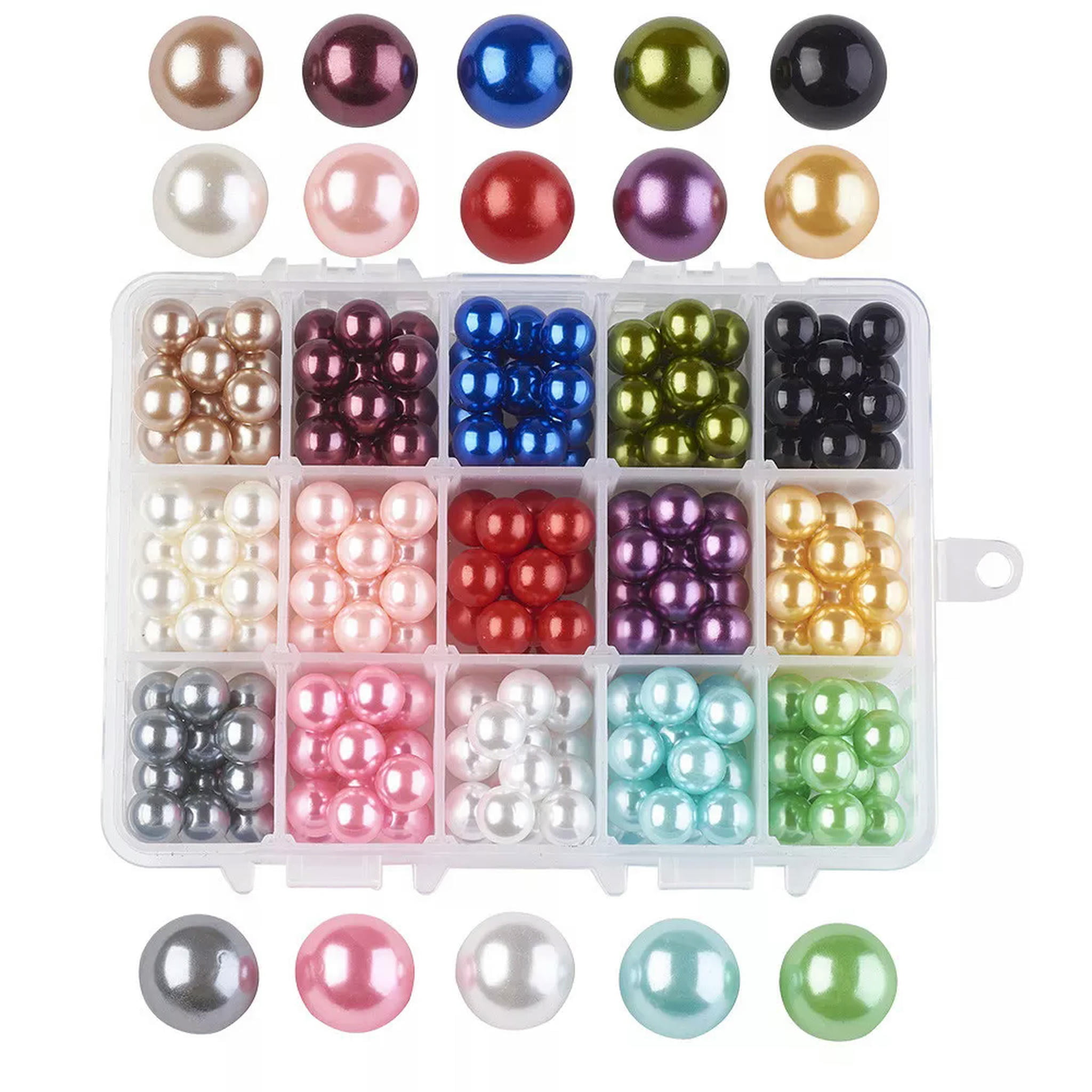 U8MO 270pcs/Box ABS Acrylic Ball Beads No Hole Pearl Finish 15-Color Kit Filler 10mm