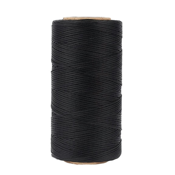 U8MO 284yds/Roll Flat Waxed Polyester Cords Black Strings Threads Spool Tiny 1x0.3mm