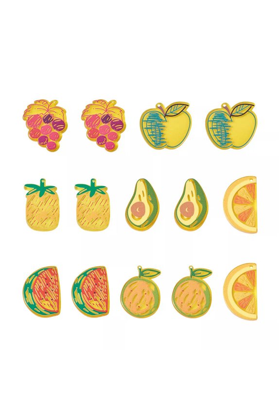 28pcs 4pcs/shape Fruit Translucent Acrylic Pendants 3D Printed Charms 29.5~38mm