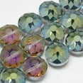 thumbnail image 1 of U8MO 2Strands Rainbow Plated Faceted Flat Round Electroplate Glass Beads Frosted 14mm-Medium Sea Green, 1 of 2