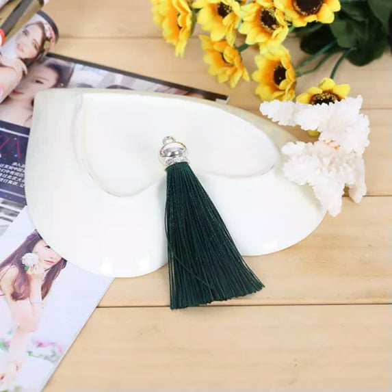 U8MO 2X 3'' Tassel Trim Craft Jewelry Making DIY Pendant Curtain Earrings Tassel-12# Deep green-2pcs