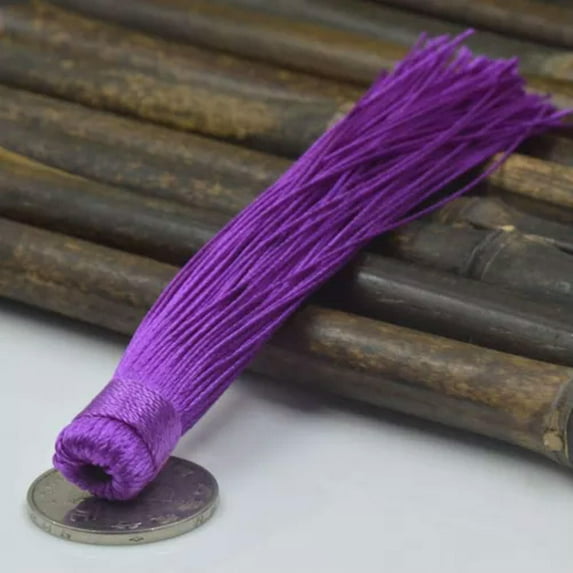 U8MO 2pcs 12cm Key Chian Pendants Ice Silk Tassel Trim Craft Keyring Jewelry Making-17# red purple