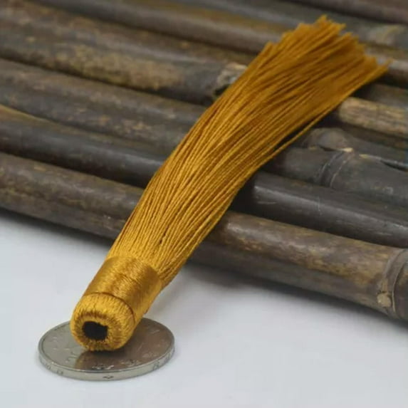 U8MO 2pcs 12cm Key Chian Pendants Ice Silk Tassel Trim Craft Keyring Jewelry Making-9# earthy yellow