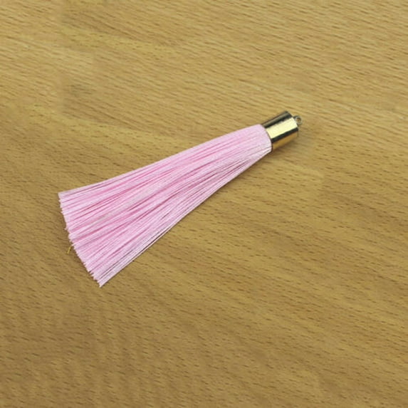U8MO 2pcs 3'' Polyester Copper Cap Earrings Tassel Trim Pendant Jewelry Making DIY-11# light pink-2pcs