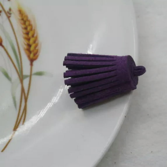 U8MO 2pcs 3cm Handwork Leather Tassel Trim Craft Jewelry Making DIY Accessory Pendant-10# deep purple