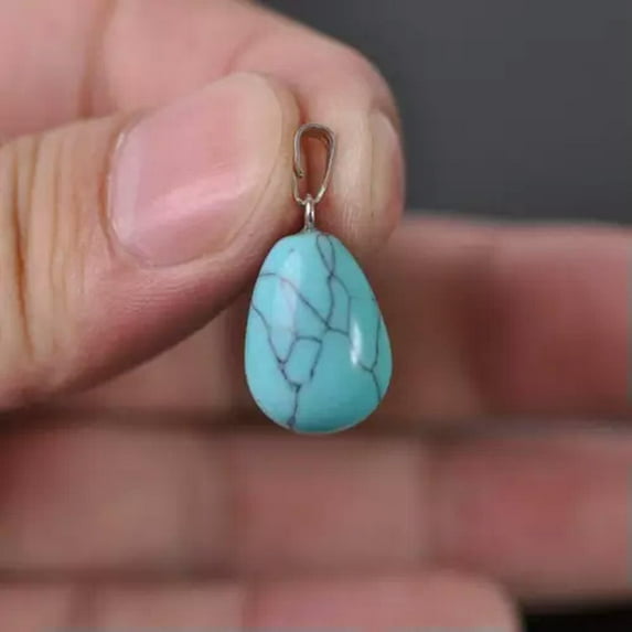 U8MO 2pcs Natural Stone Gemstone Charms Pendants lot for Jewelry Necklace Making-Teardrop (Turquoise) 27mm