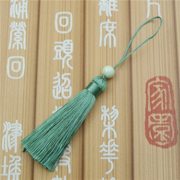U8MO 3'' Jade Bead Tassel Trim Craft Jewelry Making DIY Pendant Curtain Tassels-26# Chou-heung green