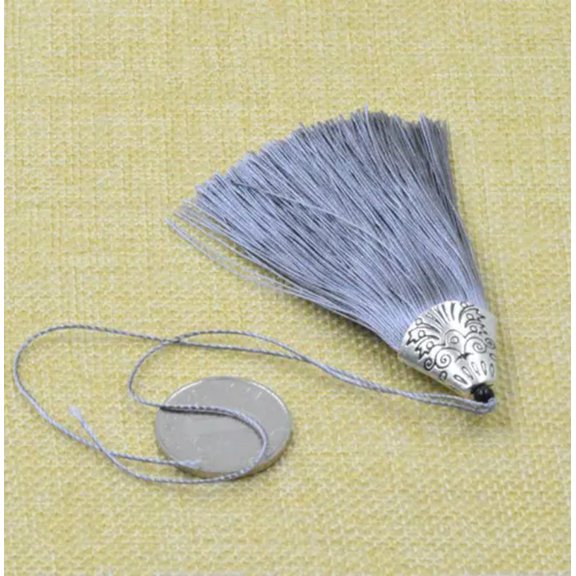 U8MO 3'' Key Chian Pendants Ice Silk Tassel Trim Craft Keyring Jewelry Making DIY-7# gray