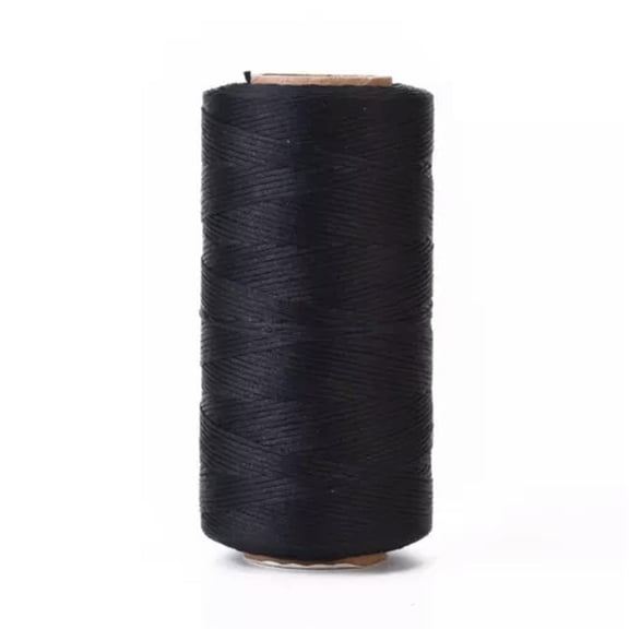 U8MO 3 Roll 0.8mm Flat Waxed Polyester Micro Macrame Cord Waxed Sewing Threads String-Black