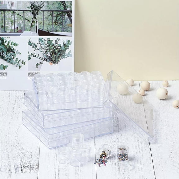 U8MO 3 Sets Plastic Bead Storage Boxes Bottle Containers Bead Jars 26x29mm Total 90pc