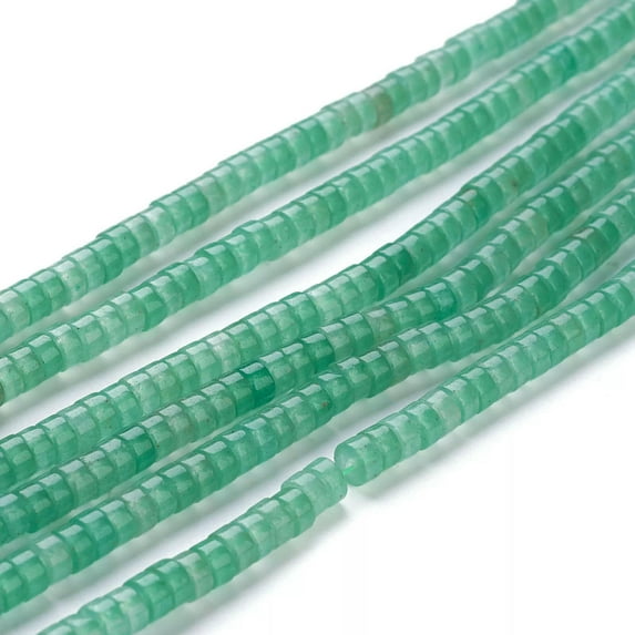 U8MO 3 Strd 4~4.5mm Flat Round Natural Green Aventurine Stone Beads Disc Heishi Beads