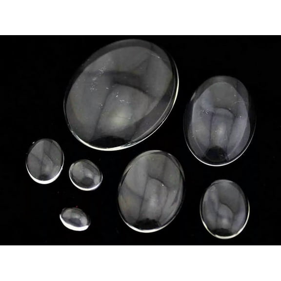 U8MO 30 Assorted Transparent Clear Flatback Glass Oval Dome Cabochon 10X14mm-30X40mm