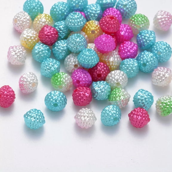 U8MO 30 Berry Beads Assorted Bumpy Acrylic Raspberry 10mm Fruit Beads Mixed Lot