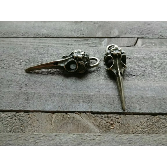 U8MO 30 Large Raven Bird Skull Pendants Antique Bronze Gothic Steampunk Findings 40mm