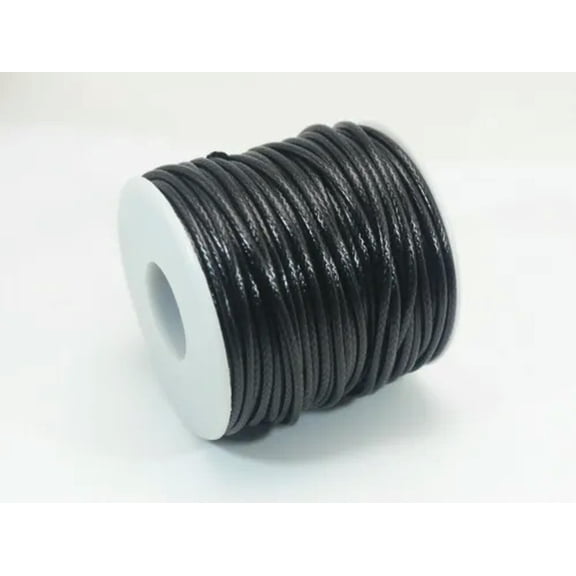U8MO 30 Yards Spool Korean Waxed Cord String Thread Round 2mm for Bracelet Necklace-5# Black