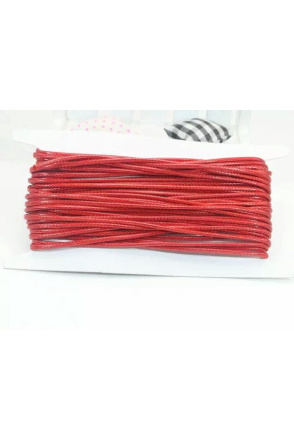 30 Yards Spool Korean Waxed Cord String Thread Round 2mm for Bracelet Necklace-6# Red