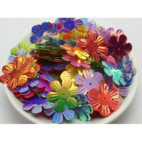 U8MO 300 Mixed Color Large Flower Loose Shimmer Sequins Paillettes 24mm sewing Weddin
