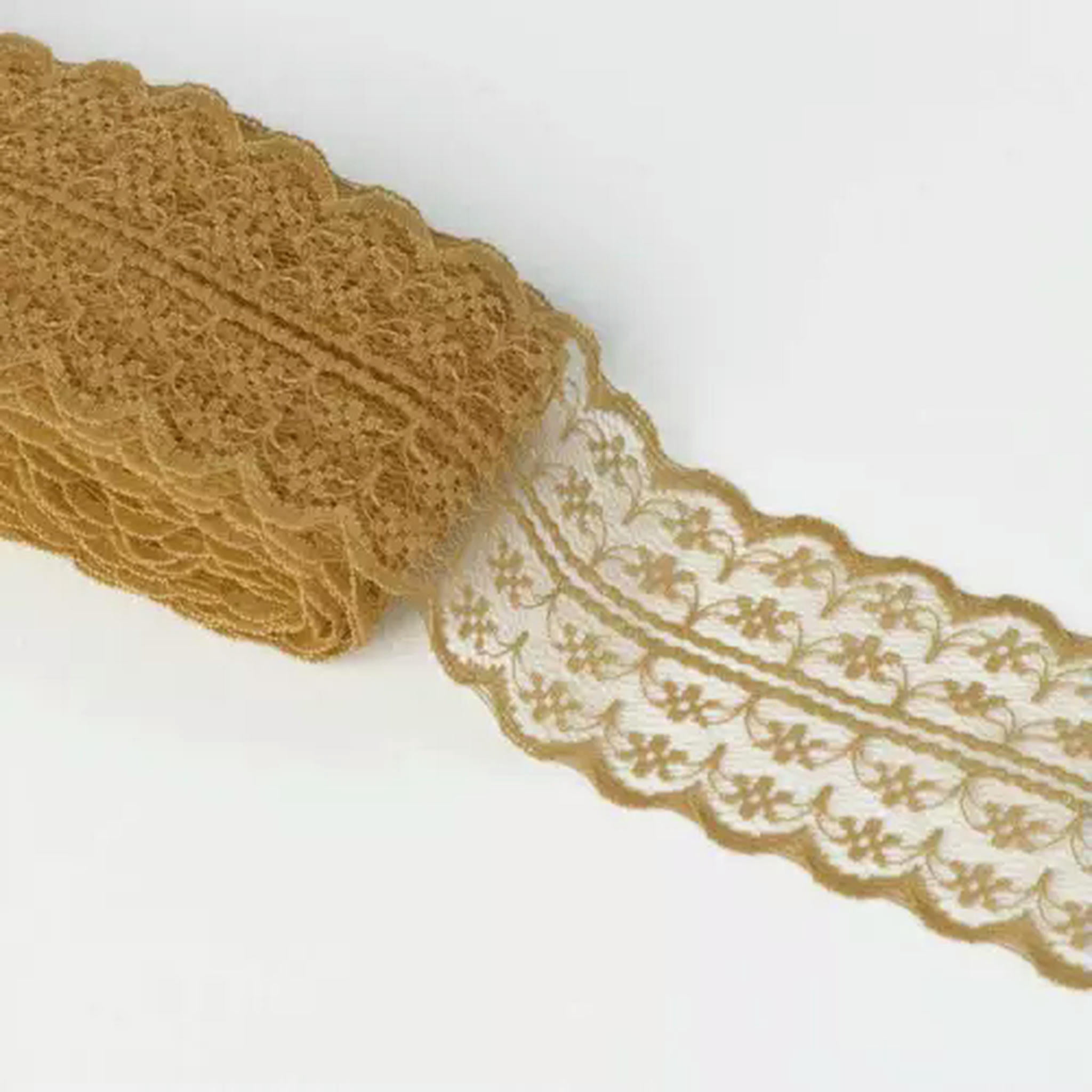 U8MO 300 Yards 45mm Sewing Embroidered Fabric Bilateral Lace Ribbon Trim lot DIY-Brown-300 yard