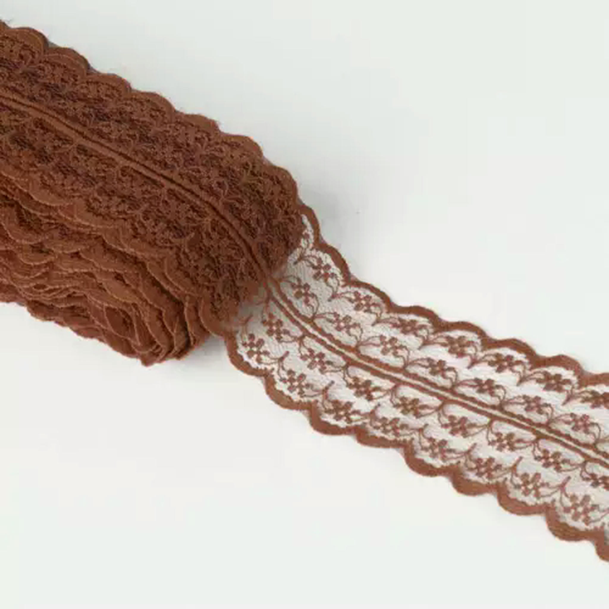 U8MO 300 Yards 45mm Sewing Embroidered Fabric Bilateral Lace Ribbon Trim lot DIY-Deep Brown-300 yard