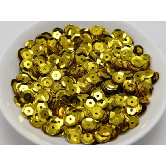 U8MO 3000 Mixed Color 8mm CUP round loose sequins Paillettes sewing Wedding craft-Gold