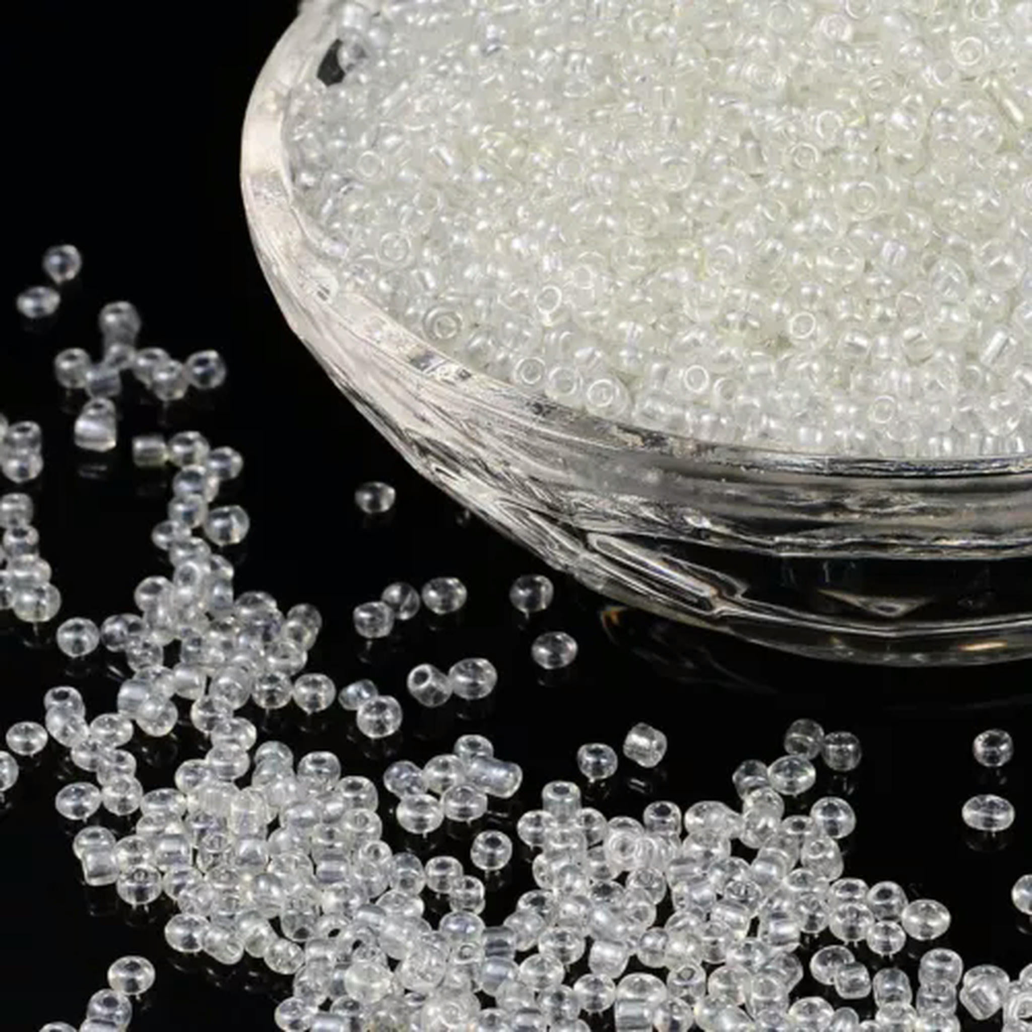 U8MO 30000pc/pound Transparent Colours Lustered Glass Tiny Beads Round Loose Bead 2mm-Clear