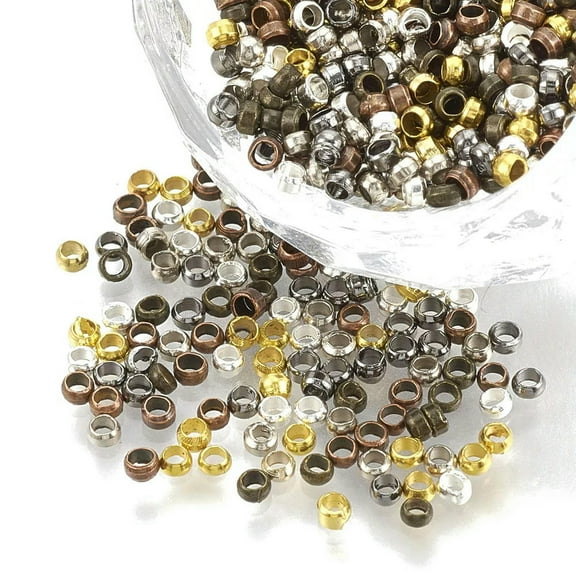 U8MO 3000pcs/Bag Random Brass Crimp Beads Rondelle Tiny End Clamp Tip Spacers 2x1.2mm