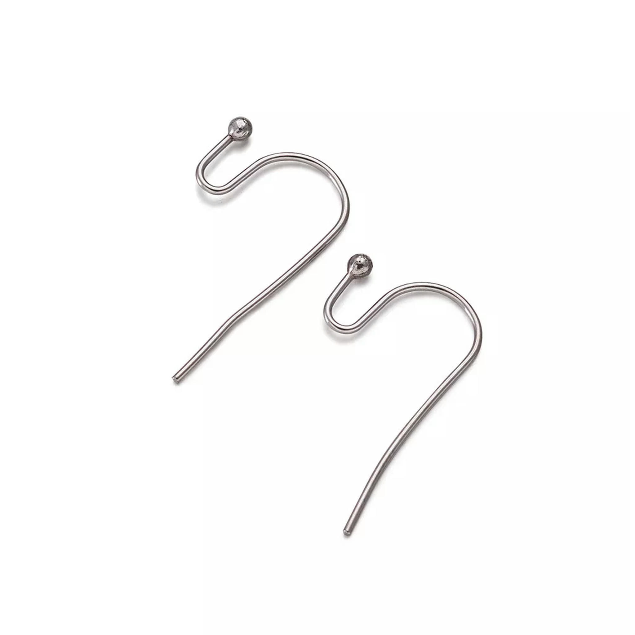 U8MO 300pcs Quality 304 Stainless Steel Earring Hooks Ball End Earwires Craft 22x12mm