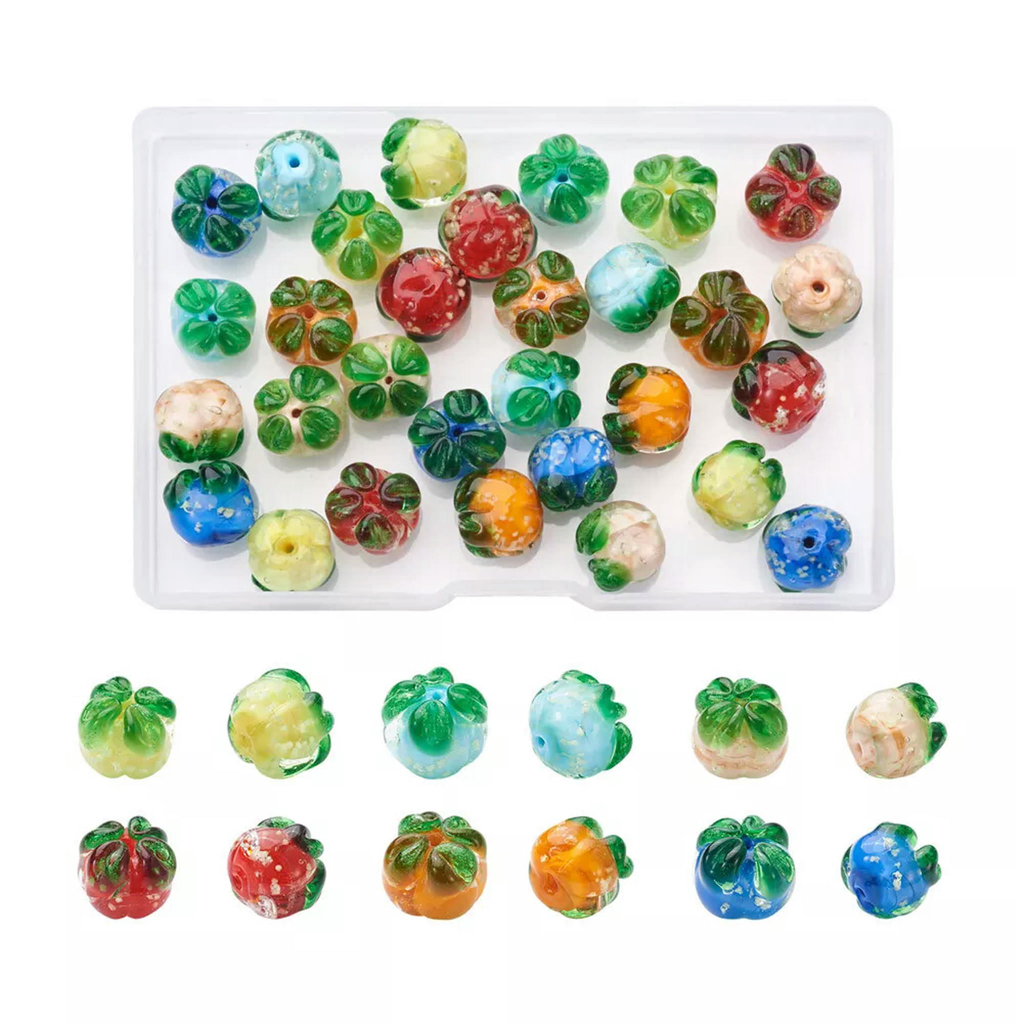 U8MO 30pc 12mm Pumpkin Handmade Lampwork Glass Beads Luminous Cute Loose Spacer Beads
