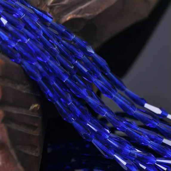 U8MO 30pcs 4mm 6mm Teardrop Faceted Cut Crystal Glass Loose Beads for Jewelry Making-6x12mm-Deep Blue