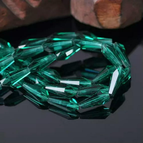 U8MO 30pcs 6mm Teardrop Faceted Cut Crystal Glass Loose Beads Jewelry Findings-Peacock-6X12mm