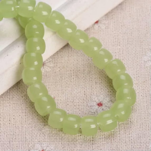 U8MO 30pcs 8x6mm Flat Round Cylinder Shape Opaque Glass Loose Bead For Jewelry Making-Jade Green