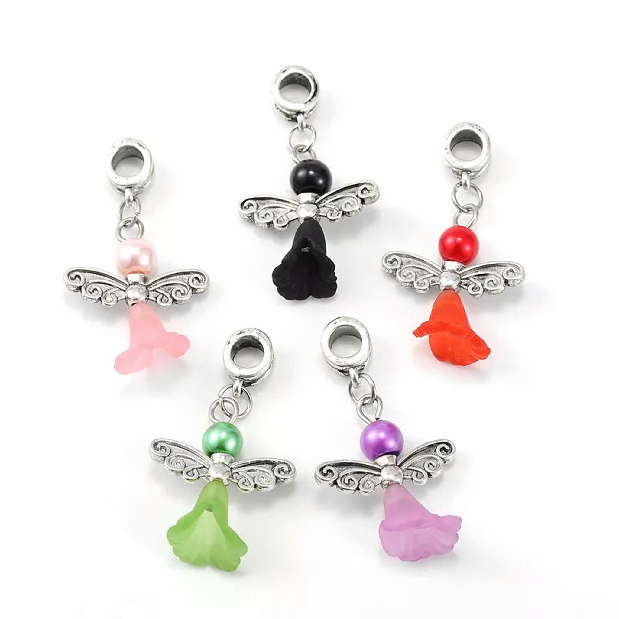 U8MO 30pcs Alloy European Dangle Large Hole Pendants Charm Transparent Acrylic Bead