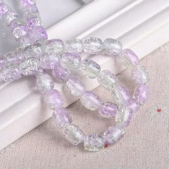 U8MO 30pcs Colorful Crackle Crystal Glass 10x8mm Oval Cylinder Shape Loose Beads Lot-Light Violet