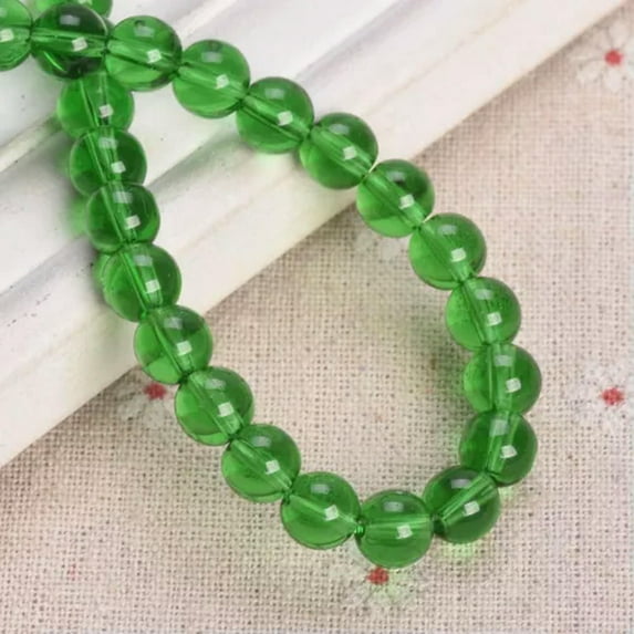 U8MO 30pcs Round 8mm Opaque Crystal Glass Loose Beads For Jewelry Making DIY Bracelet-Green