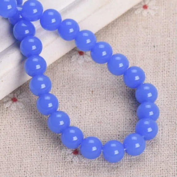 U8MO 30pcs Round 8mm Opaque Crystal Glass Loose Beads For Jewelry Making DIY Bracelet-J Blue