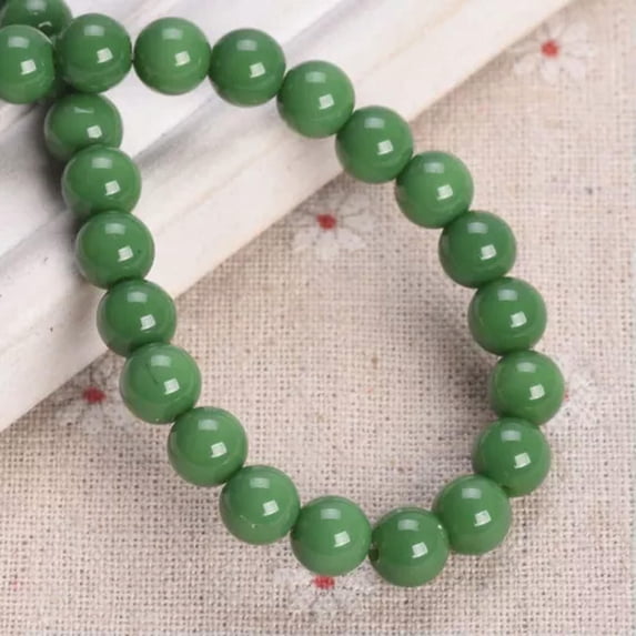 U8MO 30pcs Round 8mm Opaque Glass Loose Beads For Jewelry Making DIY Findings-Opaque Green