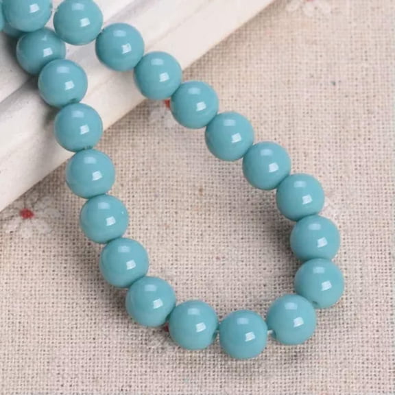 U8MO 30pcs Round 8mm Opaque Glass Loose Beads For Jewelry Making DIY Findings-Opaque Peacock Blue
