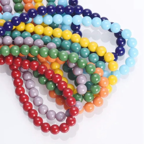 U8MO 30pcs Round 8mm Opaque Glass Loose Beads For Jewelry Making DIY Findings-Random Mixed
