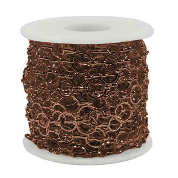 U8MO 33ft/Roll Unique Handmade Brass Round Link Chains Craft Strings Spool 8~10x1mm-Red Copper