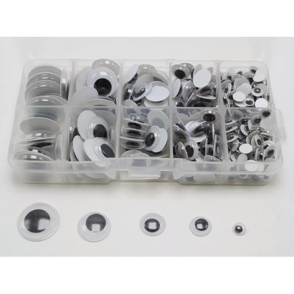 U8MO 340 Assorted size 6mm-20mm Wiggly Wobbly Googly Eyes foy DIY Doll with Box