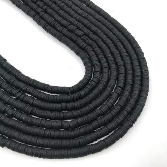U8MO 350pc 6mm Flat Round Polymer Clay Loose Spacer Beads Handmade for Jewelry Making-black