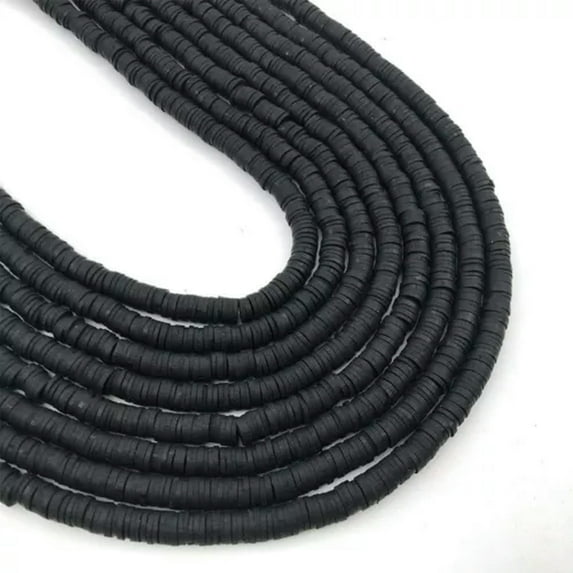 U8MO 350pc 6mm Flat Round Polymer Clay Loose Spacer Beads Handmade for Jewelry Making-black