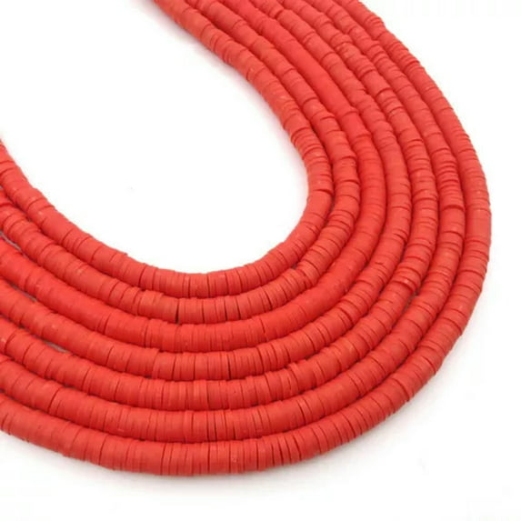 U8MO 350pc 6mm Flat Round Polymer Clay Loose Spacer Beads Handmade for Jewelry Making-red
