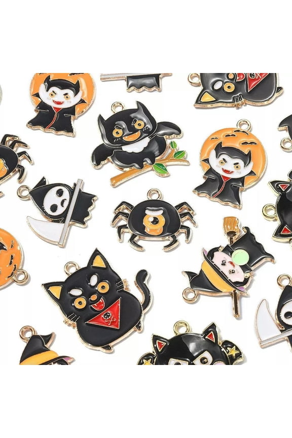 35x Halloween Devil Witch Spider Ghost Charms Pendants for Jewelry Party Decor