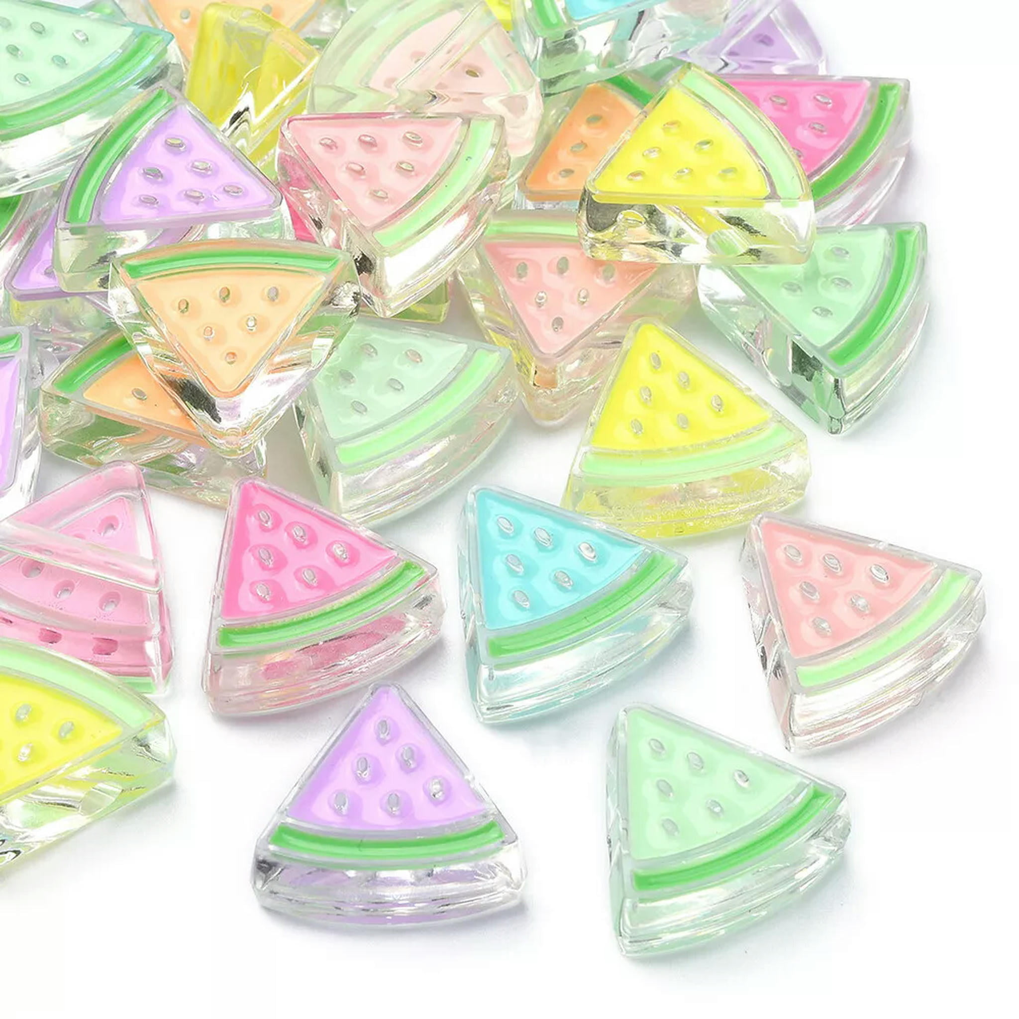 U8MO 35x Resin Transparent Watermelon Slice Bead for Hair Accessories Jewelry Making
