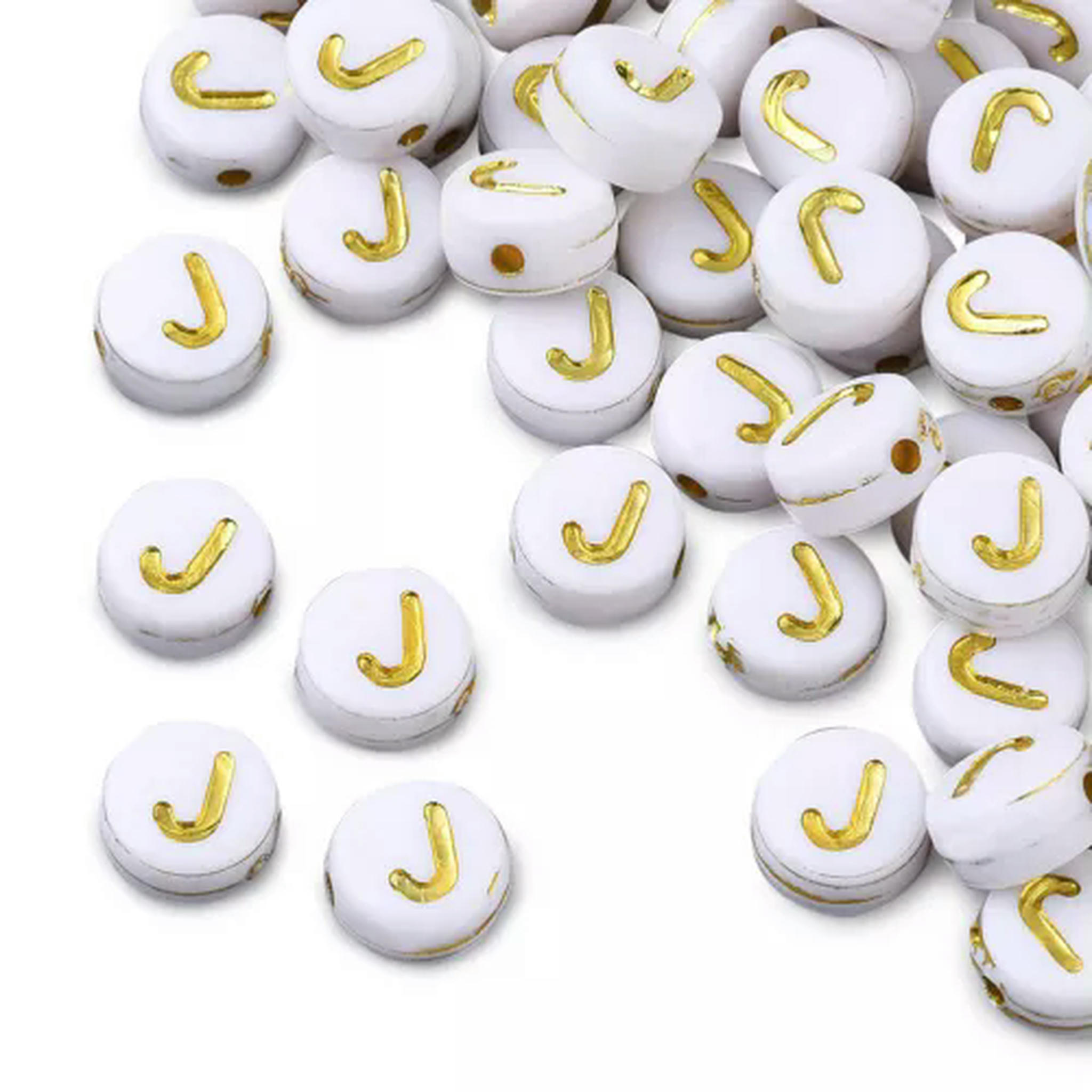 JJGQAZ 26-Piece Alphabet Letter Charms - A-Z Enamel Spacer Beads For DIY Jewelry Making (7-10mm, 1.5mm Hole)